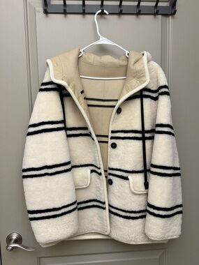 Soft Striped Shearling Coat • Flattering & Cozy